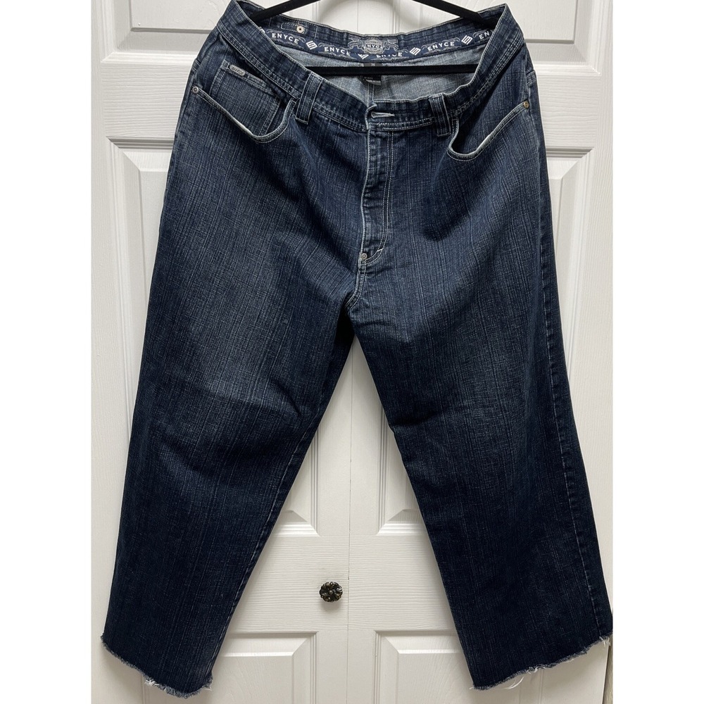 Enyce Jeans Men's Baggy Blue Y2K Hip Hop Pants 36x26 Wide Leg 10" Cut Bottoms